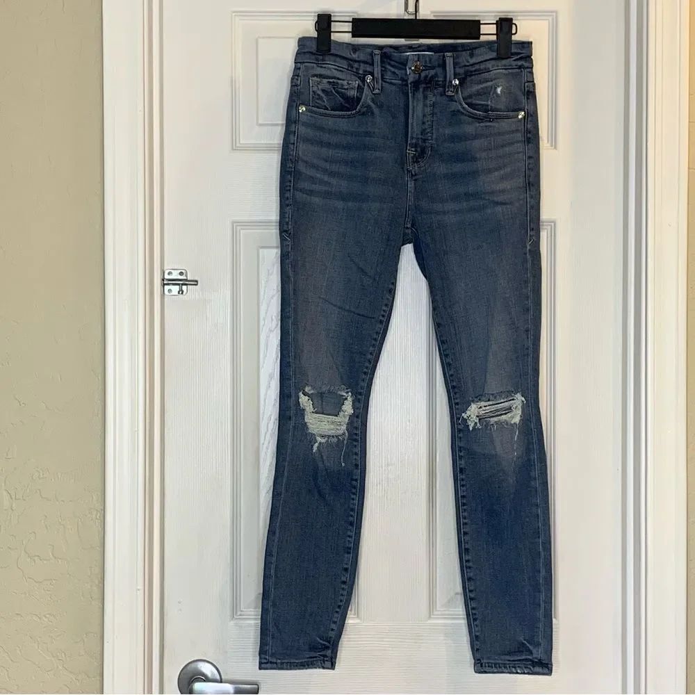 Good American Good Legs Cropped Jeans Distressed Size 0
